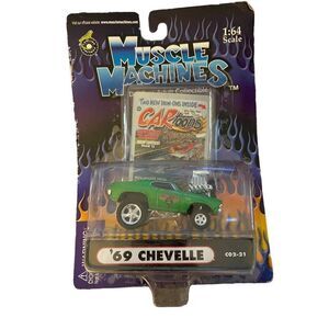 Muscle Machines 1969 Chevrolet Chevelle Green Hot Rod Diecast Car 1/64 Scale New